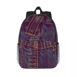 Backpack Two Violette Pocket I Love Bluejeans Denim Backpacks Teenager Bookbag Cartoon Students School Bags Travel Rucksack Shoulder Bag