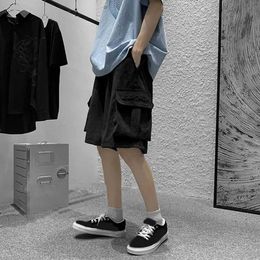 Men's Shorts Mens street clothing Breeches retro Korean Harajuku pocket denim hip-hop cargo shorts Grunge Bermuda denim shortsL2405