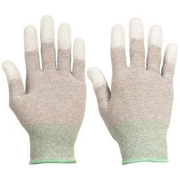 Gloves Antistatic Gloves for Computer Reusable Washable Nylon & PU Palm Coated Electronic Industrial ESD Finger Gloves with PU Coating