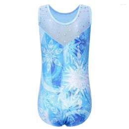 Stage Wear BAOHULU Little Girls Sparkle Gymnastics Leotard Blue Snowflake Ballet Sleeveless Class Practise Dance Tights