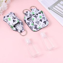 Storage Bottles 3 Set 30ml Travel Size Bottle And Keychain Holder With Cactus Prints Hand Carriers For Soap