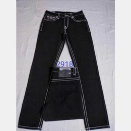 Men's Jeans Mens True Jeans Long Trousers Mens Coarse Line Super Religion Jeans Clothes Man Casual Pencil Blue Black Denim Pants M29182q1j