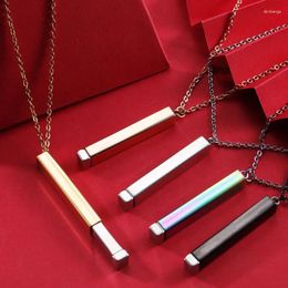 Pendant Necklaces Stainless Steel Hidden Necklace Blank For Engrave Metal Rctangle Bar Choker Mirror Polished Wholesale 5pcs