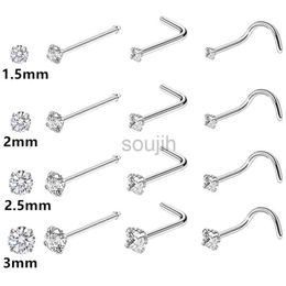 Body Arts 4/12PCS Stainless Steel Zircon Nose Piercing Stud Set L Shape Nose Ring Lot Twist Nose Ring Stud Bulk Body Piercing Nariz Pack d240503