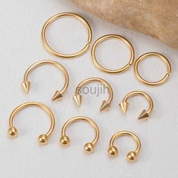 Body Arts 9pcs Stainless Steel Nose Ring Septum Hoop Earrings Ear Cartilage Tragus Helix Circular Lip Jewelry Horseshoe Real Piercing Set d240503