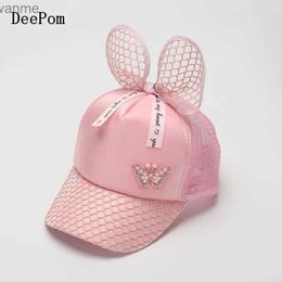 قبعات القبعات العميقة الصيفية قبعة الفتاة قبعة البيسبول قبعة Snapback Sunshade في الهواء الطلق الفراشة الفراشة سفر شمس قبعة الأطفال Gorros Pink WX