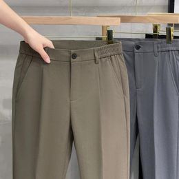 Men's Pants Brand Suit Men Fashion Society Mens Dress Korean Loose Straight Wide Leg Formal Trousers 2024 A63