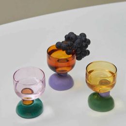 Tumblers 1PC Colour Funky Irregular goblet cocktail glass drinking glasses shot set champagne BPA free Glass cup 6.7oz H240506