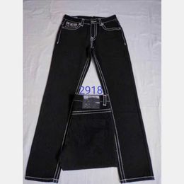 Men's Jeans Mens True Jeans Long Trousers Mens Coarse Line Super Religion Jeans Clothes Man Casual Pencil Blue Black Denim Pants M2918kyn1