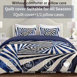 Bedding Sets 3pcs Polyester Geometric Swirl Print Cover Set Soft Comfortable For Bedroom Guest Room