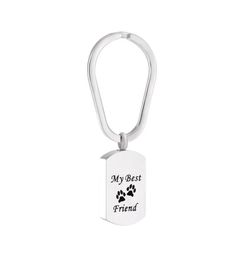 Accessories Paw Print Pendant Stainless Steel Cremation Jewellery Urn Ashes Key Chain Women Square Urns For Ashes Keychains 3581678