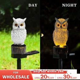 Decorations Garden Solar Light Outdoor Decor Resin Owl Solar LED Light with Stake Animal Waterproof Light for Flower Fence Lawn Decoration