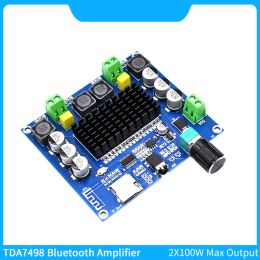 Amplifiers TDA7498 Audio Amplifier Bluetooth 5.0 100W+100W High Power Amplifiers Board AUX TF Card Class D 2.0 Channels TDA7498 Amp Module