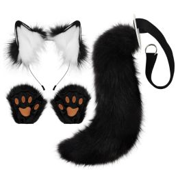 Gloves Fox Costume Set Fox Ears Tail Paw Gloves Animal Fancy Costume Kit Accessories for Adults Halloween Cosplay Costumes
