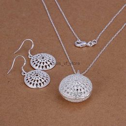 Wedding Jewelry Sets Fine 925 Sterling Silver Christmas gift retro exquisite charm Women lady wedding pendant necklace Earrings fashion jewelry Set H240504