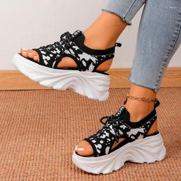 Dress Shoes Women's Summer Black And White Knitted Elastic Design Sandals Casual Fashion Flat Zapatos Mujer 2024 Tendencia