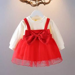 Girl's Dresses Baby Girl Dress Bow Lace Sleeve Princess Tulle Dress Christmas Wedding Party Costume Birthday Ball Gown Kid Child Clothes