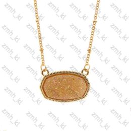 Designer Jewelry Pendant Necklaces Resin Oval Druzy Necklace Gold Color Chain Drusy Hexagon Style Luxury Designer Brand Fashion Jewelry For Women 473