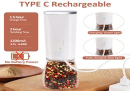 Type C Rechargable Electric Pepper Mills Stainless Steel Salt Mill Muller Spice Sauce Grinder Pepper Grinders Kitchen Tools5663768