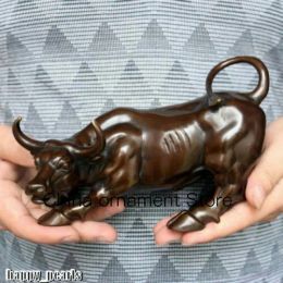 Sculptures 8 Inch Large Wall Street Bronze Fierce Bull Market Stock Cow Old Cow Statue
