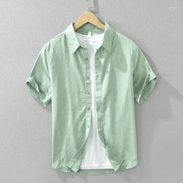 Men's Casual Shirts 2024 Cotton Linen Men Fashion Short Sleeve Shirt Man Loose Large Size Button-up