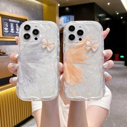 3D bowknot Phone Case For iPhone 15 11 12 13 14 Pro Max plus cellphone cover clear tpu INS Style Cartoon Cute Shockproof Covers luxury