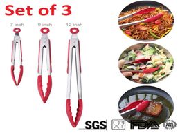 Premium Tongs Set 12quot 9quot 7quot Heavy Duty Stainless Steel Kitchen Tongs BBQ Tong Cooking Salad Tongs with Silicon2493698
