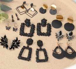 VCORM New Korean Acrylic Drop Earrings For Women Punk Jewellery Vintage Statement Black Metal Crystal Dangle Hanging Earring9116259
