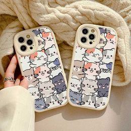 Cell Phone Cases Cut Cat Phone Case For phone 14 Funda phone 13 12 11 Pro Max XR X Xs Max SE 2022 2020 7 8 Plus Silicon Leather Covers Coque