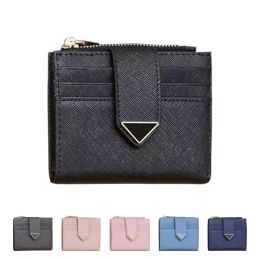 Wallets luxury Saffiano Triangle short wallets cards holder Womens mens Designer with box cardholder smooth Leather coin purses wallet 9 c