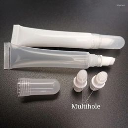 Storage Bottles 10ml Empty White Clear Single Hole Multihole Lip Gloss Soft Tube Nail Polish Concealer Foundation Hose 50pc