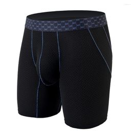Underpants 1pc Ice Silk Men's Jockstrap Pouch Boxers Shorts Underwear Gym Fitness Middle Waist Elastic Man Panties