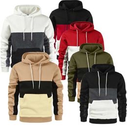 Men's Hoodies Sweatshirts Striped Tricolour hoodie sweater spring and autumn mens hoodie soft casual hoodie fashionable street sports jacket Q240506