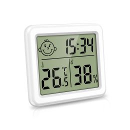 Gauges ORIA Thermometer Indoor Digital Hygrometer Mini LCD Temperature Monitor Sensor Humidity Meter With Clock