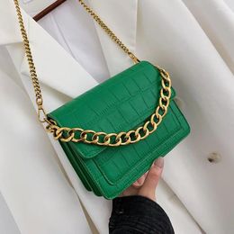 Shoulder Bags 2024 Trendy Korean Version Of High Quality Leather Messenger Bag Stone Grain One Fashion Lady Chain Small Square