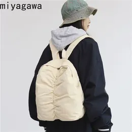 Backpack Miyagawa Ins Solid Colour Canvas Bag Causal Book For Men And Women 2024 Students College Style