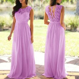 Casual Dresses VOLALO Vintage Lace Patchwork Long Dress S-5XL Wedding Bridesmaid Party Maxi Robe Femme 2024 Vestidos Pink