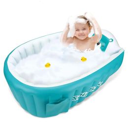 Inflatable Baby Bathtub Chair Cute Bear Infant Bathing Seat Tubs Non Slip Swimming Pool Toddler Portable Foldable Shower Basin w 240422