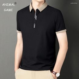 Men's Polos Summer Short Sleeved Polo Shirt Sweatwear Lapel Casual Top Classic Solid Colour Male Brand Basic V-neck Lightweight