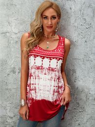 Women's Tanks Spring And Summer 2024 Positioning Printed Tank Top Round Collar Loose Long Casual Woman