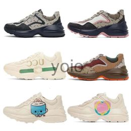 2024New Casual shoes Fashion Rhyton Beige Men Shoes Trainers Vintage Luxury Chaussures Ladies Designer Sneakers Size 35-45