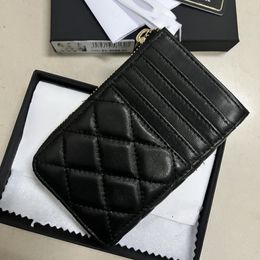 10A Top quality Zipper coin wallet luxury Designer Card Holder Mini Wallet Genuine gy Leather With Box purse Fashion Womens men Purses Mens Key Ring Credit Coin A9685