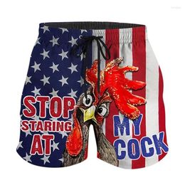 Men's Shorts Roosters Graphic Beach 3D Printed American Flag Sports Men Quick Dry Male Pants Trunks Creative