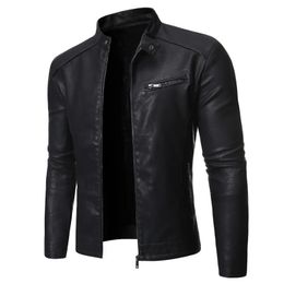 Treesolo Spring and Autumn Mens Jacket Fashion Trend Korean Slim Fit Casual Leather Motorcycle 240430