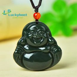 Natural Hetian Qingyu Big Belly Laughing Buddha Maitreya Pendant Simple and Versatile Exquisite for Men and Women 240424