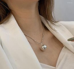 Chains MEYRROYU Sterling Silver Big Ball Pendant Necklace For Women 2022 Fashion Clavicle Chain 925 Jewellery Party Cadena Hombre Ad1520993