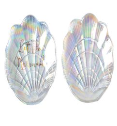Nail Art Shell Glass Plate Mermaid Dish for Small Trinke Fancy Jewelry Storage Plates Tray Ring Trinket Showcase Wedding Decoratio9696043