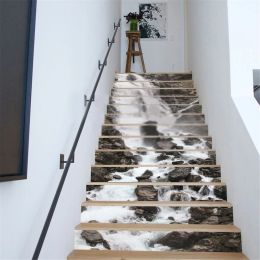 Stickers 13Pcs/Set DIY 3D Stairway Stickers Waterfall Stairs Stickers Fall Floor Wall Decor Decals Sticker Living Room Decoration