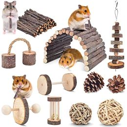 Toys Hamster Chew Toys Set Small Animal Molar Toys Teeth Care Wooden Accessories for Guinea Pigs Chinchillas Gerbils Mice Mouse