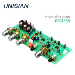 Amplifier UNISIAN JRC4558 Audio Preamplifier 4558 OPAMP Bass Treble Volume Tone Control Board With Loudness For Amplifier